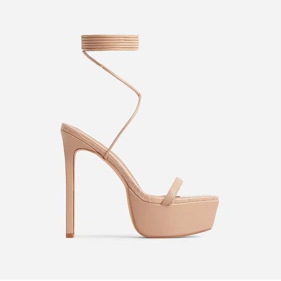 ❤️Croc Print Nude Lace-Up Heel💎 - Picture 5 of 5